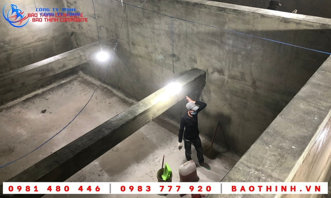 Bọc phủ composite hồ nước tại Công ty Việt Úc - Bạc Liêu